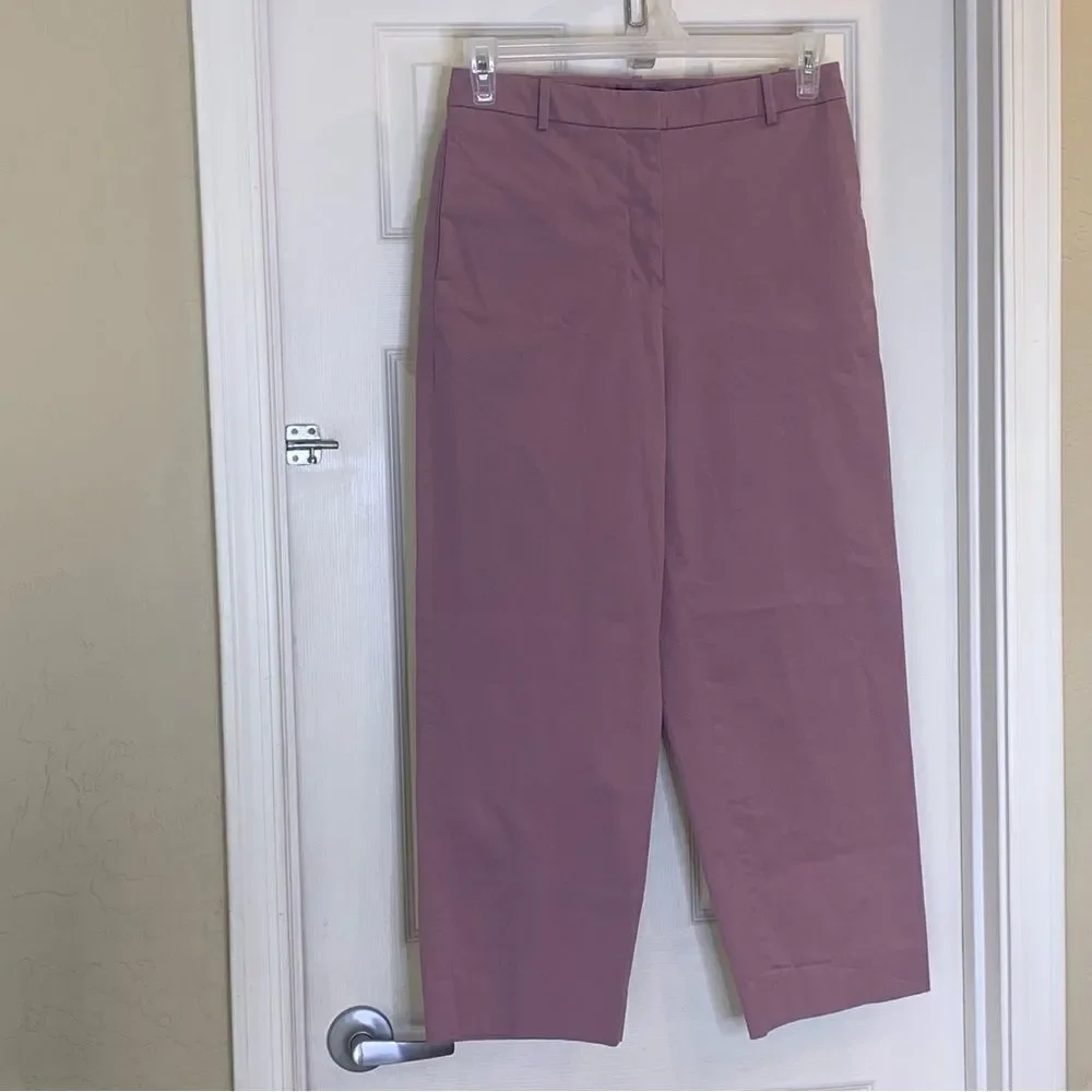 Theory High Waist Straight Lilac Chino Cropped Pants Stretch Cotton Size 6